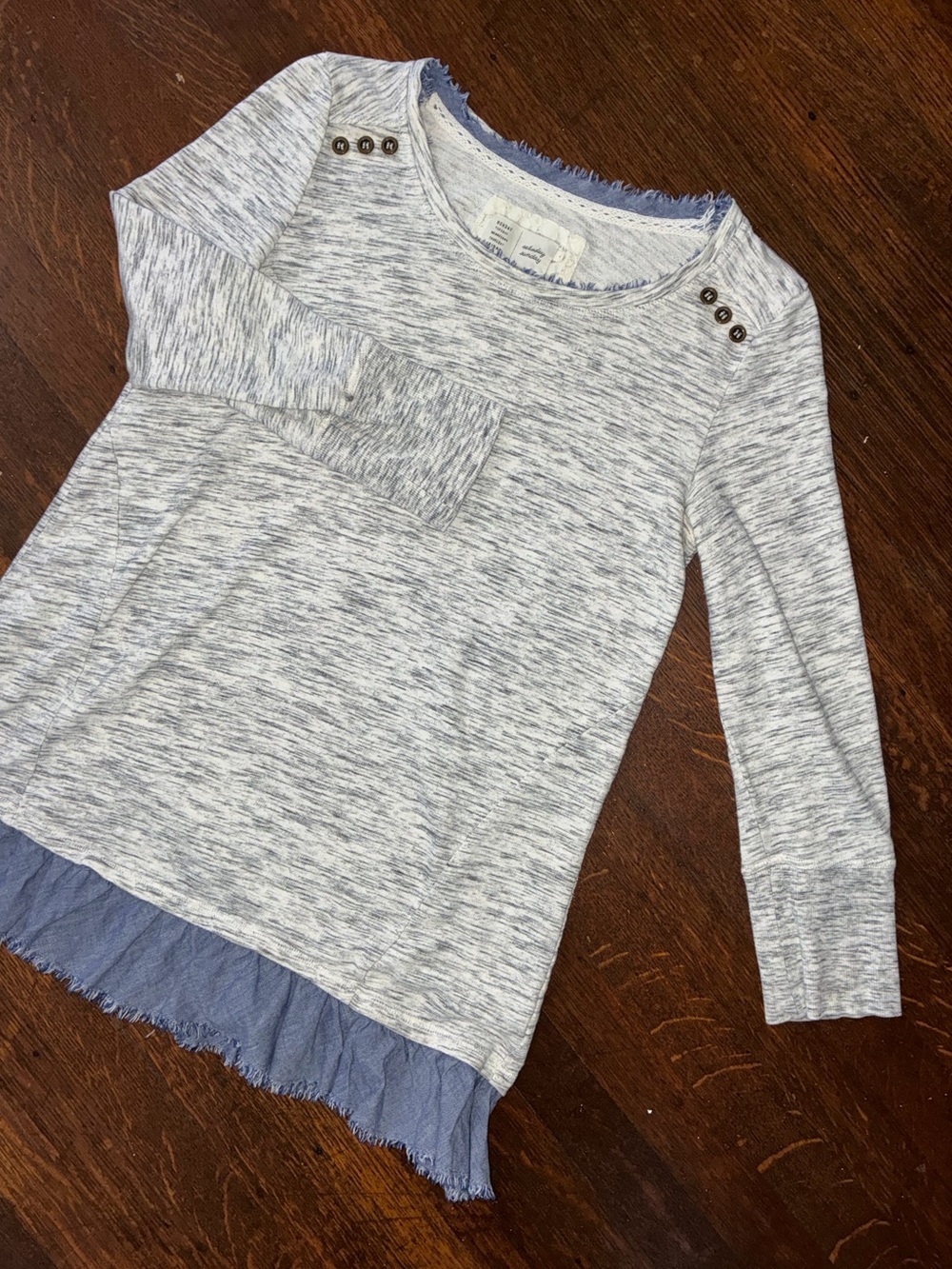 Anthropologie Saturday Sunday Chambray Peplum Heather Sweater